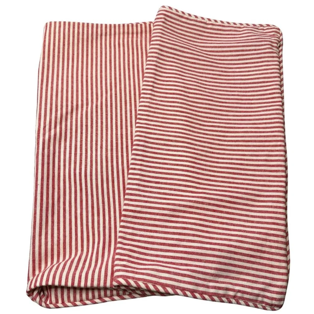 Pottery Barn red white stripe throw pillow covers linen blend 20x20 cottage core